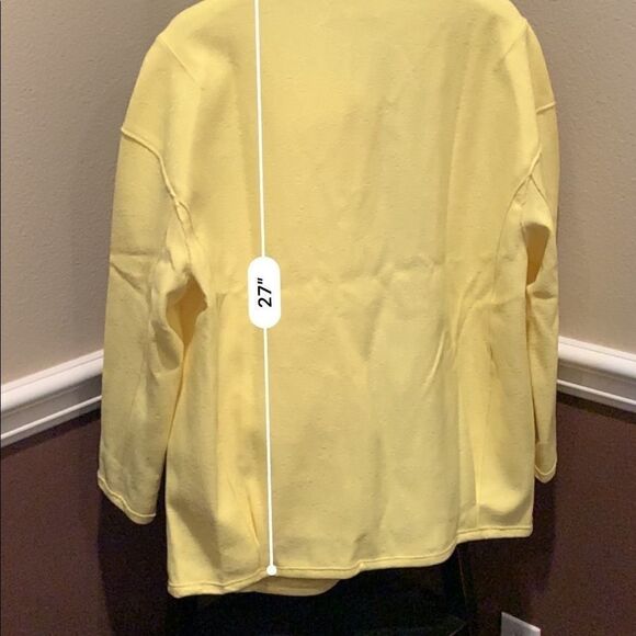 JOA Canary Bright Yellow Collared Duster Oversized Cardigan Shirt Jacket Sz M - Picture 10 of 11